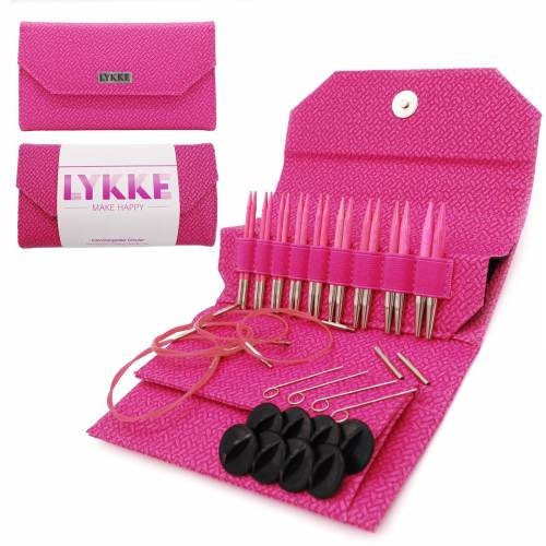 LYKKE CRAFTS Blush  3.5 inch Interchangeable Needles Set (Magenta Basketweave, Fuchsia Fabric)