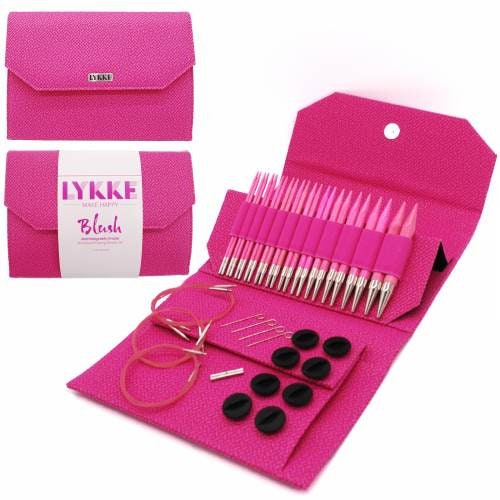 LYKKE CRAFTS Blush  5.0 inch Interchangeable Needles Set (Magenta Basketweave, Fuchsia Fabric)