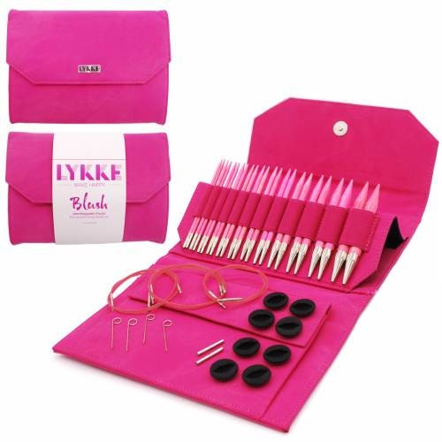 LYKKE CRAFTS Blush  5.0 inch Interchangeable Needles Set (Magenta Basketweave, Fuchsia Fabric)